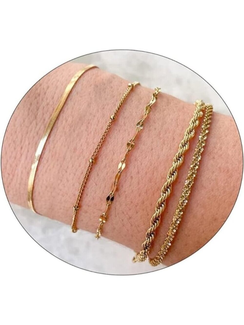 🆕 Women Gold Trendy Dainty Cross Bracelet 14k Beaded Herringbone Chain Jewelry
